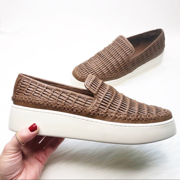 Vince Shoes - New VINCE Stafford Woven Leather Slip-On Sneaker